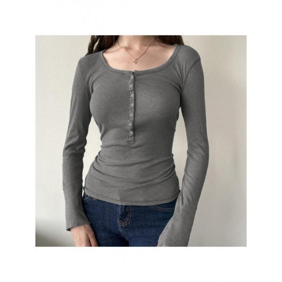  Pure Color Casual Slim Women's T-Shirt