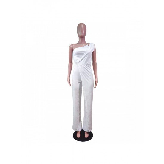  Pure Color Irregular Sleeveless Women's Jumpsuit