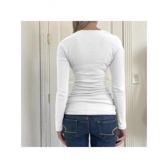  Pure Color Casual Slim Women's T-Shirt