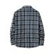 Fashion Contrast Color Plaid Polo Collar Shirt Coat