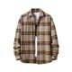 Fashion Contrast Color Plaid Polo Collar Shirt Coat