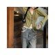  American Retro V-Neck Contrast Color Cardigan Sweater