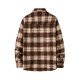 Fashion Contrast Color Plaid Polo Collar Shirt Coat