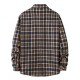 Fashion Contrast Color Plaid Polo Collar Shirt Coat