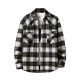 Fashion Contrast Color Plaid Polo Collar Shirt Coat