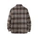 Fashion Contrast Color Plaid Polo Collar Shirt Coat