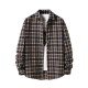 Fashion Contrast Color Plaid Polo Collar Shirt Coat