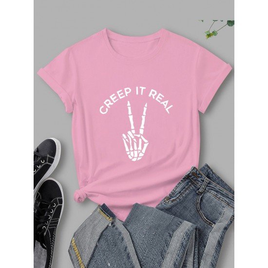 Skeleton Hand Graphic Hip Hop T Shirts