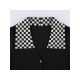 Grid Patchwork Button Up Cropped Tops For Women