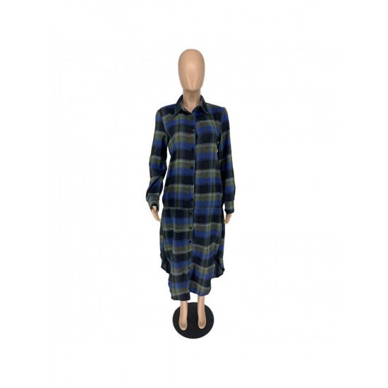  Fashion Loose Plaid Women's Long Coats