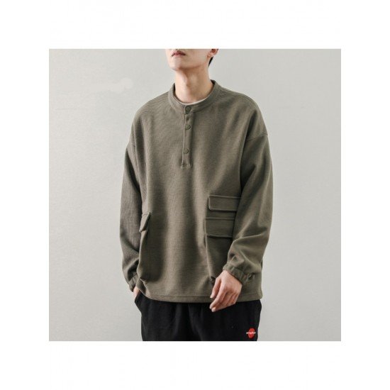  Versatile Pure Color Stand Collar Men's Sweatshirts