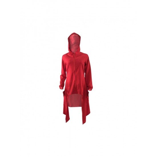  Fashion Pure Color Hooded Women's Irregular Coats