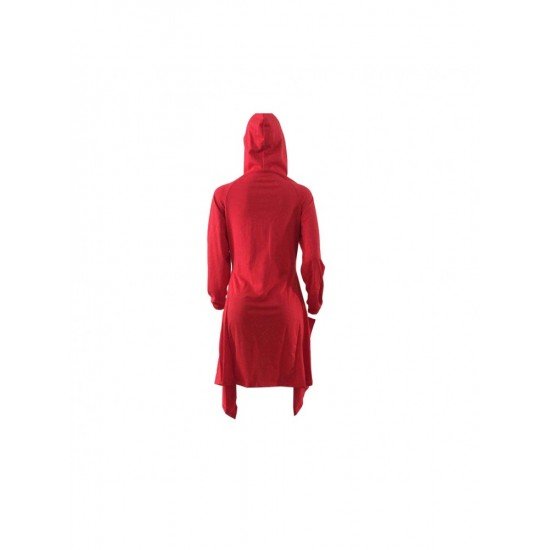  Fashion Pure Color Hooded Women's Irregular Coats