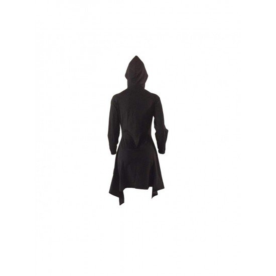  Fashion Pure Color Hooded Women's Irregular Coats