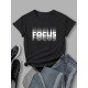 Blurred Letter Graphic Funny Tops For Women