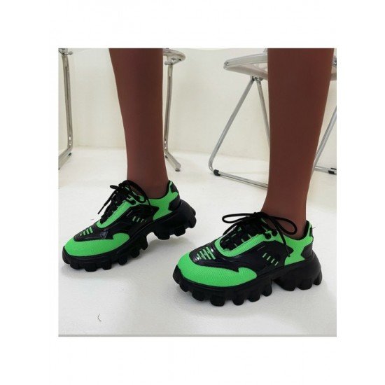 Sports Color Blocking Lace Up Sneakers