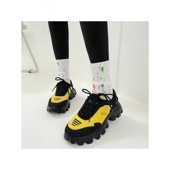 Sports Color Blocking Lace Up Sneakers