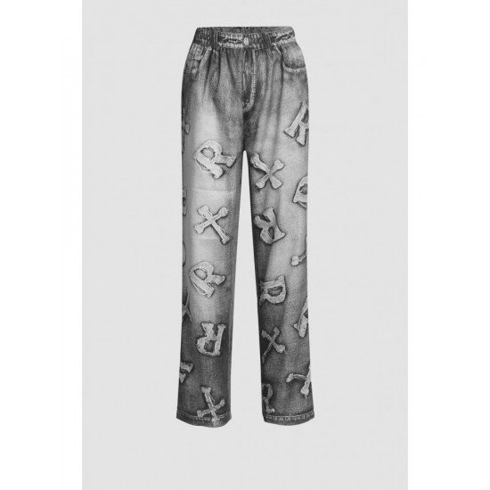  Fashion Letter Printing Women's Denim Jeans