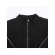 Patchwork Zip Stand Collar Women Top Coats