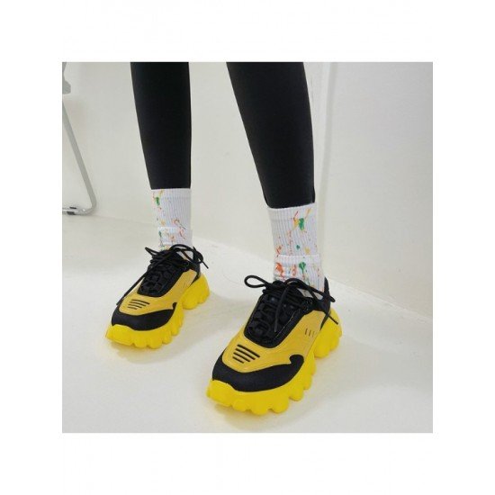 Sports Color Blocking Lace Up Sneakers