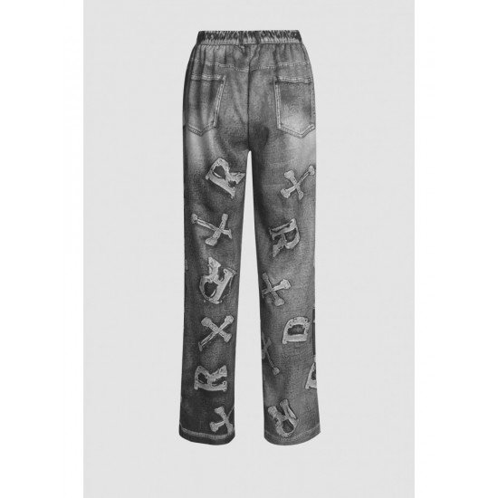  Fashion Letter Printing Women's Denim Jeans