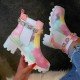 Tie Dye Zircon Chunky Boots For Women