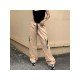 Pockets Contrast Color Loose Straight Leg Cargo Trousers