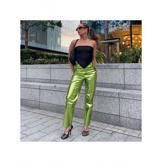 Street Solid Straight Leg Trousers For Ladies