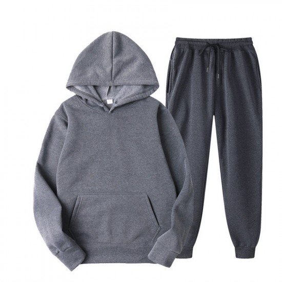 Asian Size Solid Color Hoodie Two Piece Workout Clothes