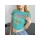  2022 Round Neck Letter Printing Women's Crop Top