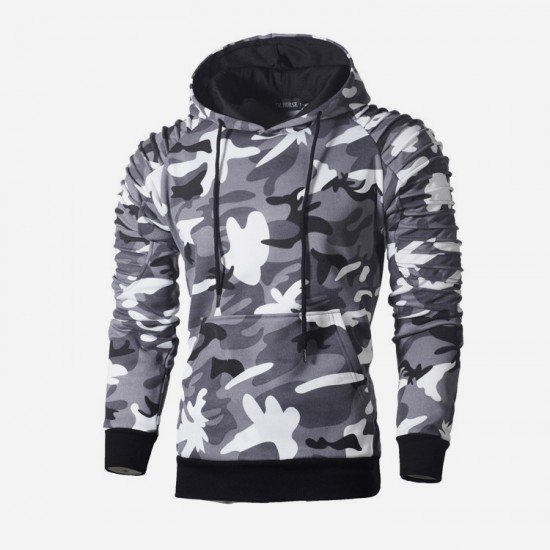  Casual Camouflage Hooded Raglan Sleeve Pullover