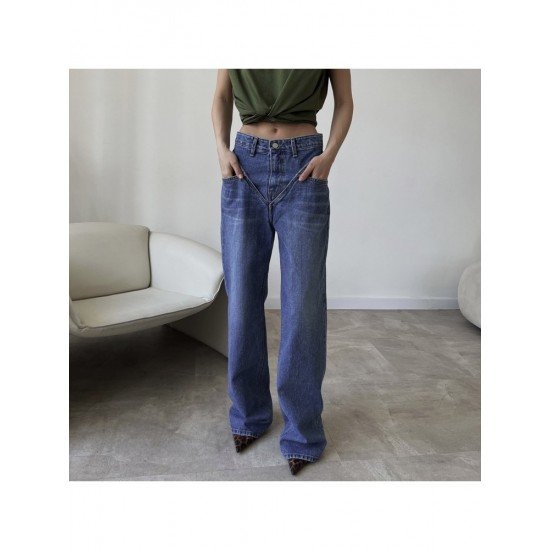  Stylish Street Pure Color Denim Pants