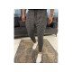 Casual Black Plaid Pencil Pant Trousers For Men