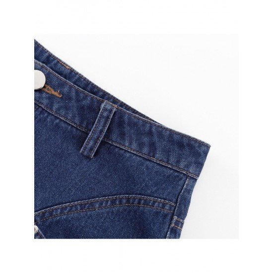  Stylish Street Pure Color Denim Pants