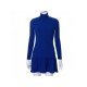 Fall Solid Long Sleeve Ruffles Long Sleeve Short Dress