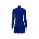 Fall Solid Long Sleeve Ruffles Long Sleeve Short Dress