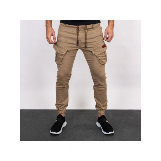 Fashion Casual Pure Color Drawstring Pants For Men