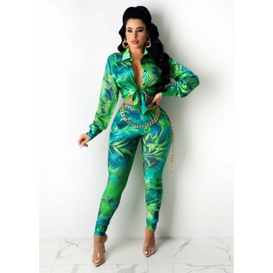  Casual Printing Top And Trouser Women's Sets