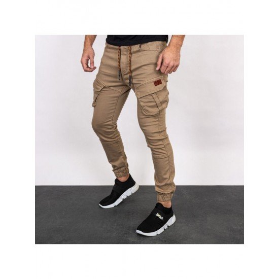 Fashion Casual Pure Color Drawstring Pants For Men