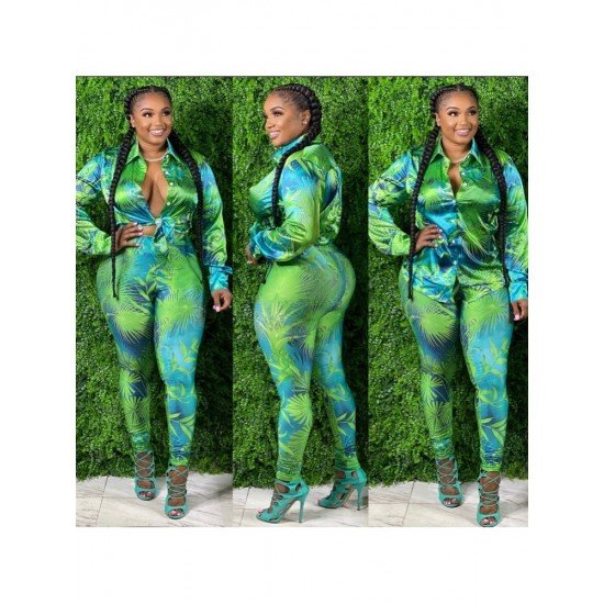  Casual Printing Top And Trouser Women's Sets