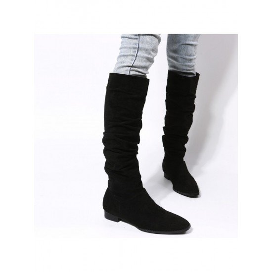  2022 Round Toe Suede Women's Mid Calf Boots