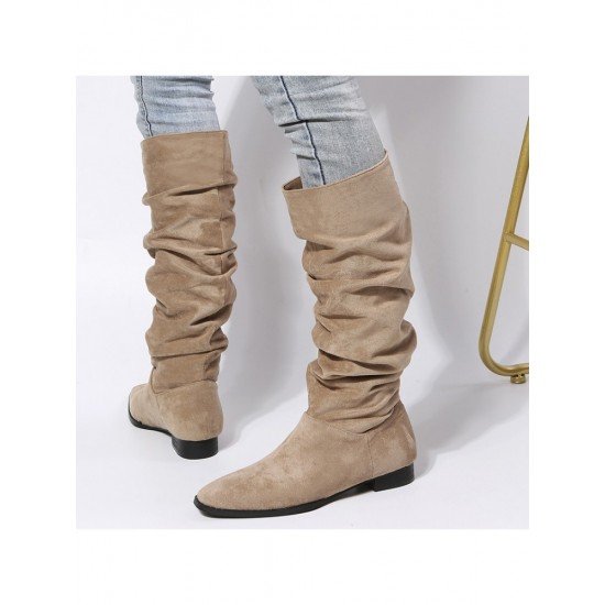  2022 Round Toe Suede Women's Mid Calf Boots