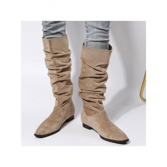  2022 Round Toe Suede Women's Mid Calf Boots