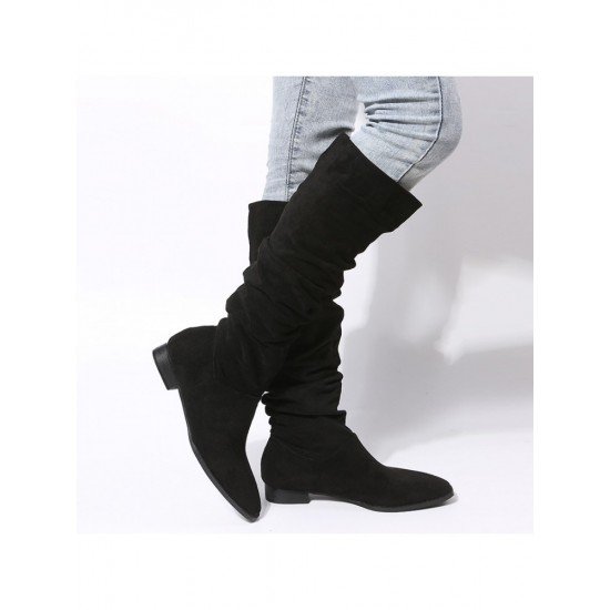  2022 Round Toe Suede Women's Mid Calf Boots