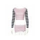 Striped Cropped Top And Mini Skirts Sets For Women