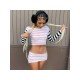 Striped Cropped Top And Mini Skirts Sets For Women