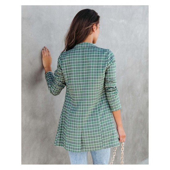  Casual Versatile Plaid Lapel Women's Long Sleeve Suit