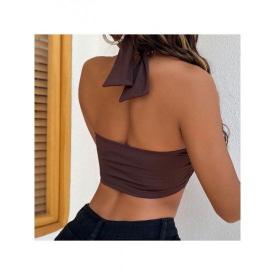  Sexy Halter Backless Pure Color Women's Small Vest