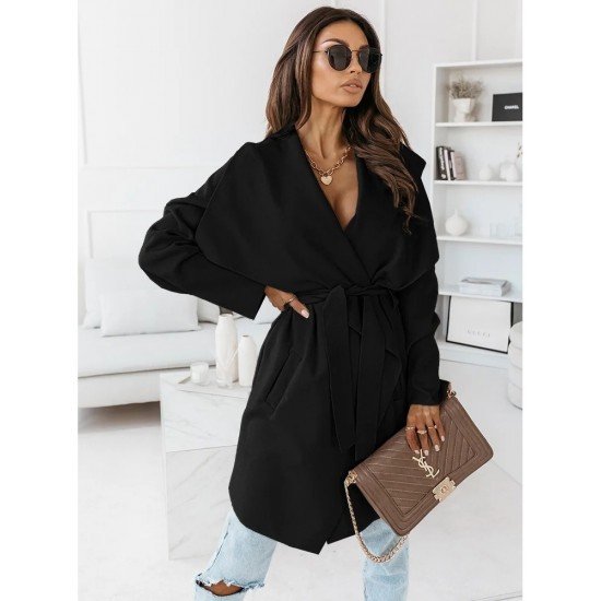 Women Black Long Sleeve Coats