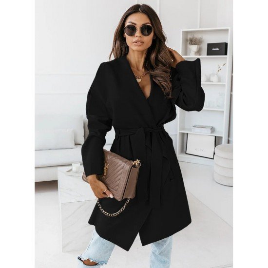 Women Black Long Sleeve Coats